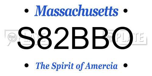 S82BBO Massachusetts License Plate