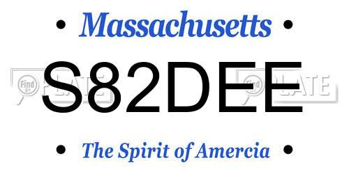 S82DEE Massachusetts License Plate
