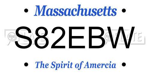 S82EBW Massachusetts License Plate
