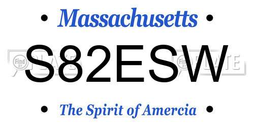 S82ESW Massachusetts License Plate