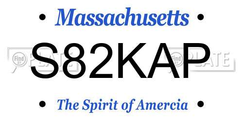 S82KAP Massachusetts License Plate