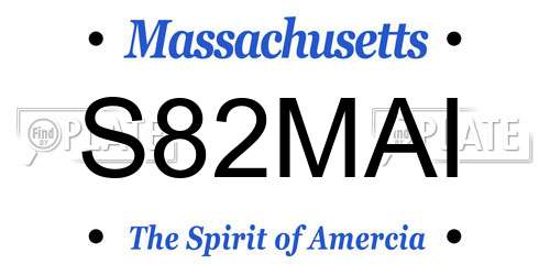 S82MAI Massachusetts License Plate