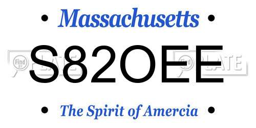 S82OEE Massachusetts License Plate
