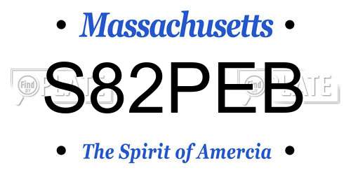 S82PEB Massachusetts License Plate