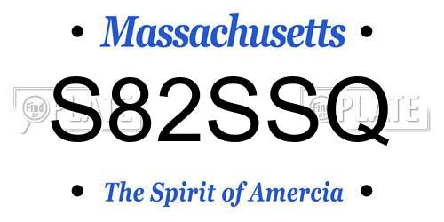S82SSQ Massachusetts License Plate