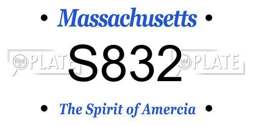 S832 Massachusetts License Plate
