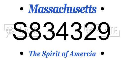 S834329 Massachusetts License Plate
