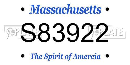 S83922 Massachusetts License Plate
