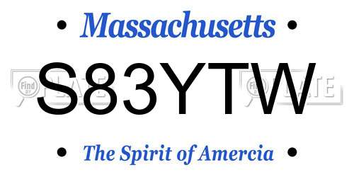 S83YTW Massachusetts License Plate