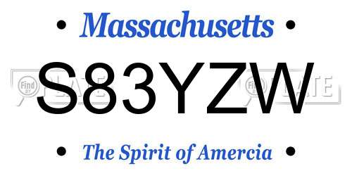 S83YZW Massachusetts License Plate
