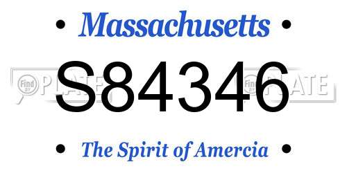 S84346 Massachusetts License Plate