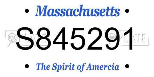 S845291 Massachusetts License Plate
