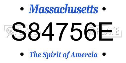 S84756E Massachusetts License Plate