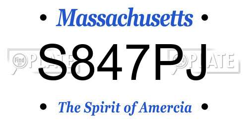 S847PJ Massachusetts License Plate