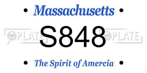 S848 Massachusetts License Plate