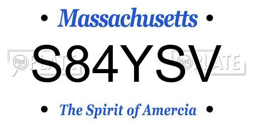S84YSV Massachusetts License Plate