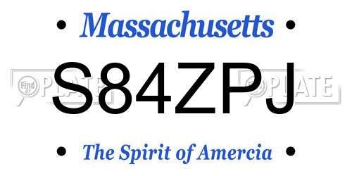 S84ZPJ Massachusetts License Plate