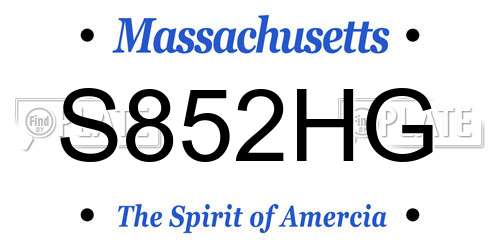 S852HG Massachusetts License Plate
