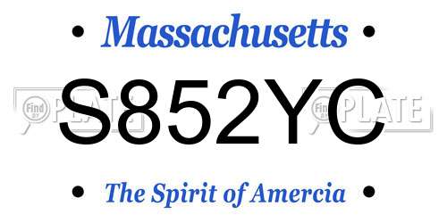 S852YC Massachusetts License Plate