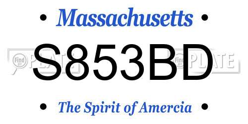 S853BD Massachusetts License Plate