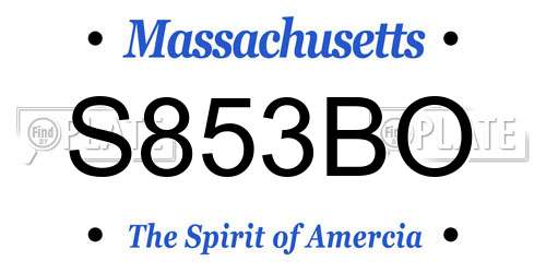 S853BO Massachusetts License Plate