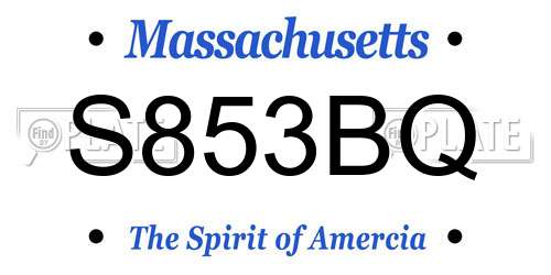 S853BQ Massachusetts License Plate
