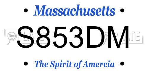 S853DM Massachusetts License Plate