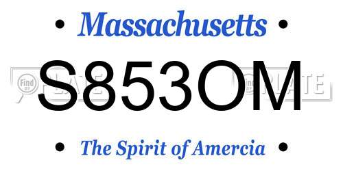 S853OM Massachusetts License Plate
