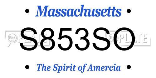S853SO Massachusetts License Plate