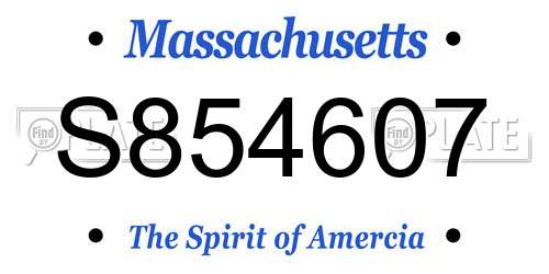 S854607 Massachusetts License Plate