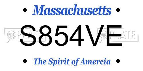 S854VE Massachusetts License Plate