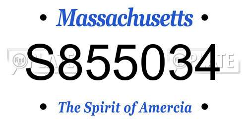S855034 Massachusetts License Plate