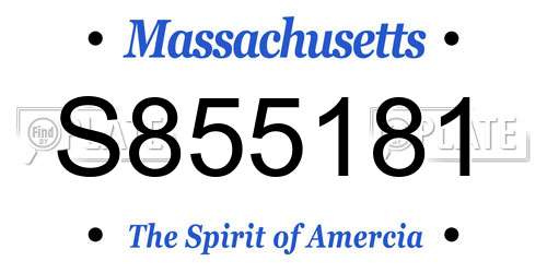 S855181 Massachusetts License Plate