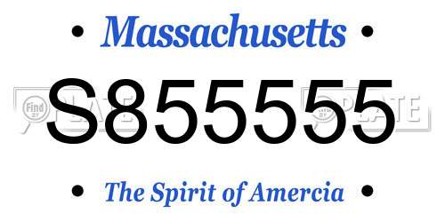 S855555 Massachusetts License Plate