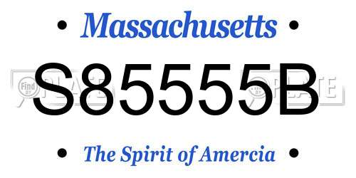 S85555B Massachusetts License Plate