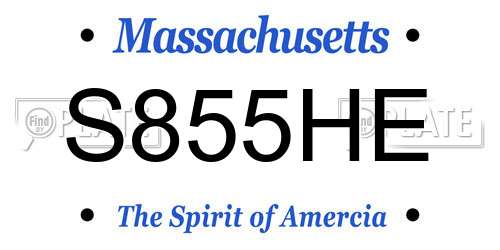 S855HE Massachusetts License Plate