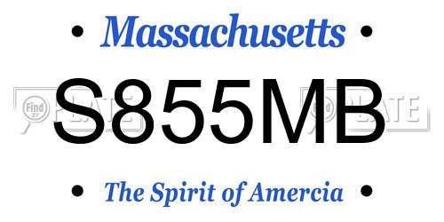 S855MB Massachusetts License Plate