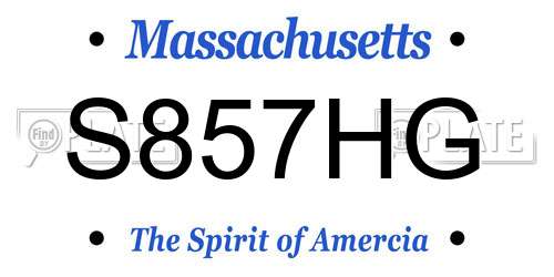 S857HG Massachusetts License Plate