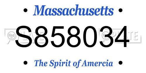 S858034 Massachusetts License Plate