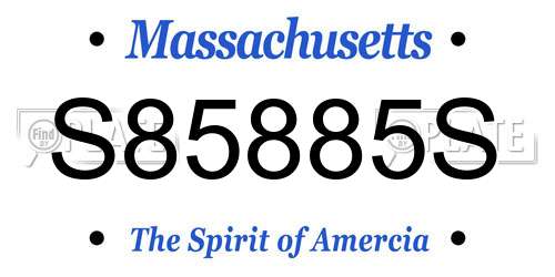 S85885S Massachusetts License Plate