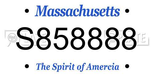 S858888 Massachusetts License Plate