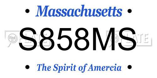 S858MS Massachusetts License Plate
