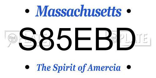 S85EBD Massachusetts License Plate