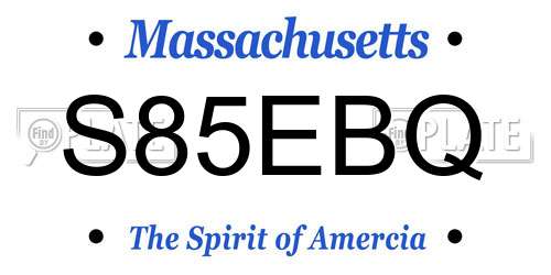 S85EBQ Massachusetts License Plate