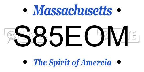 S85EOM Massachusetts License Plate