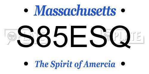 S85ESQ Massachusetts License Plate