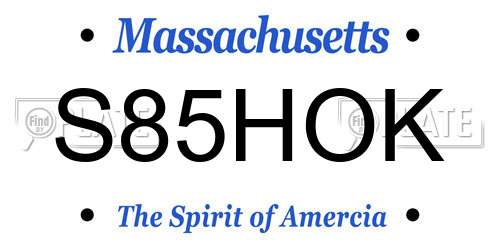 S85HOK Massachusetts License Plate