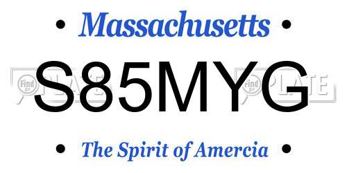 S85MYG Massachusetts License Plate