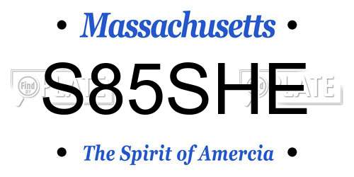 S85SHE Massachusetts License Plate