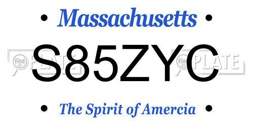 S85ZYC Massachusetts License Plate